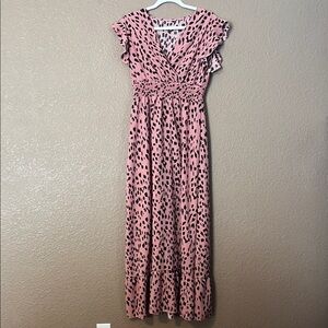 Chic Pink Animal Print Maxi Dress